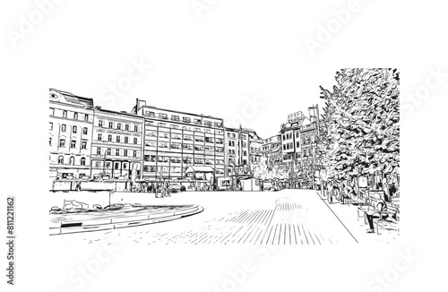 city of Brno Czech Republic. Hand drawn sketch illustration in vector.