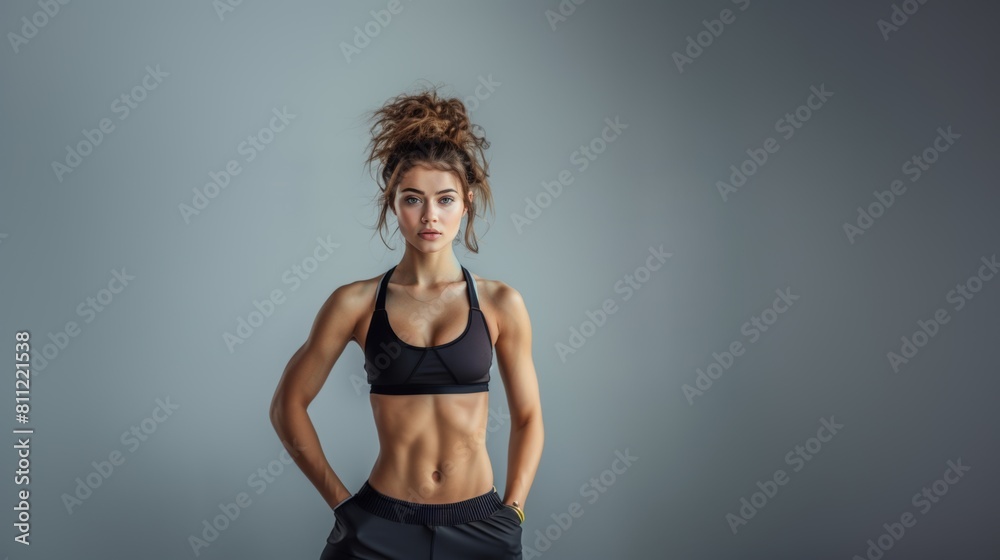 Attractive European woman wears stylish sportswear. Fashion and beauty, active lifestyle and sports. Attractive European woman wears stylish sportswear. Fashion and beauty, active lifestyle and sports.