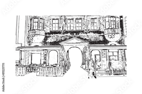city of Brno Czech Republic. Hand drawn sketch illustration in vector.