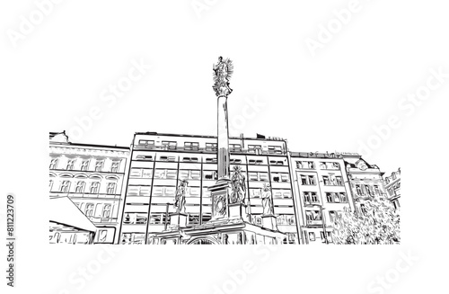 city of Brno Czech Republic. Hand drawn sketch illustration in vector.