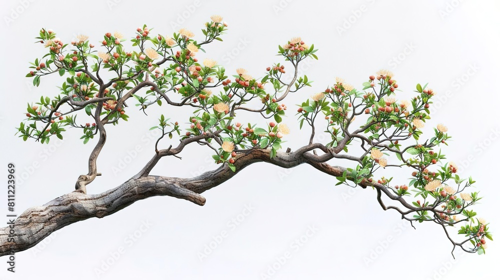 A beautiful 3D rendering of a cherry blossom branch with delicate pink and white blossoms A beautiful 3D rendering of a cherry blossom branch with delicate pink and white blossoms