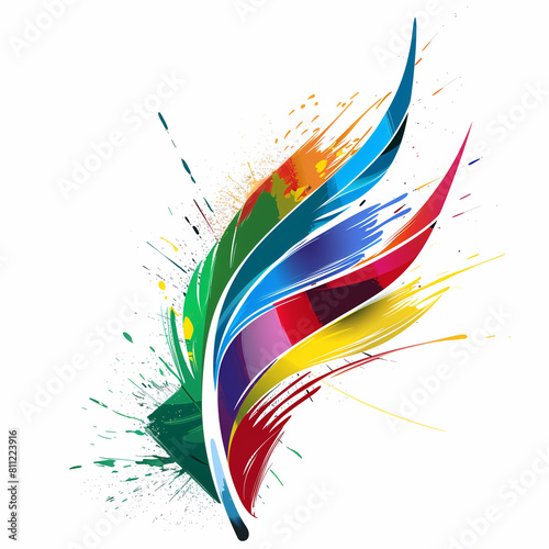 brightly colored abstract design with a birds wing