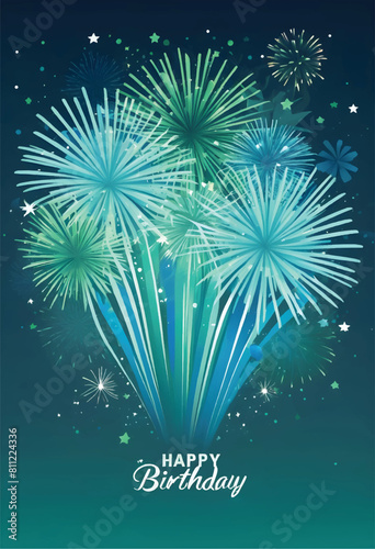 a poster of fireworks bursting on the sky with the words happy birthday on it