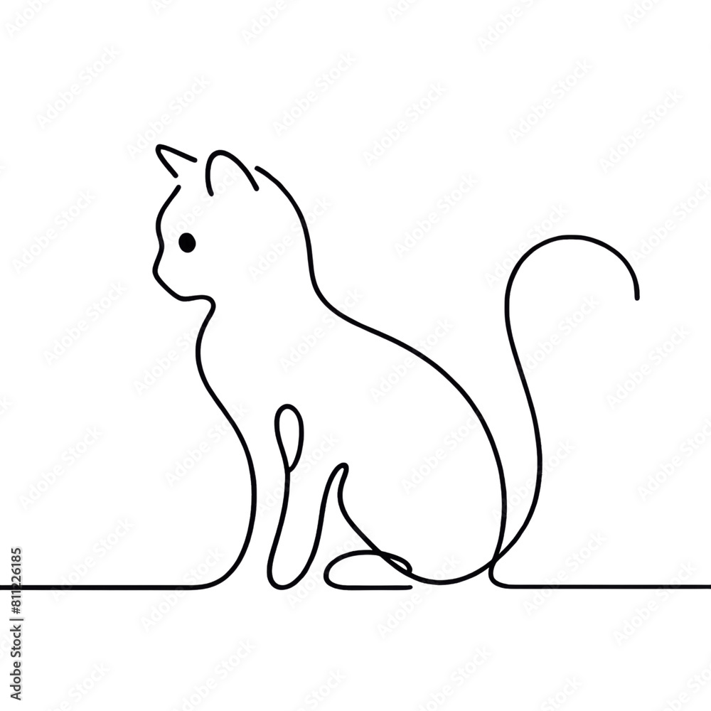 Minimalist cat line art. Illustration on a transparent background. Minimalist cat line art. Illustration on a transparent background.