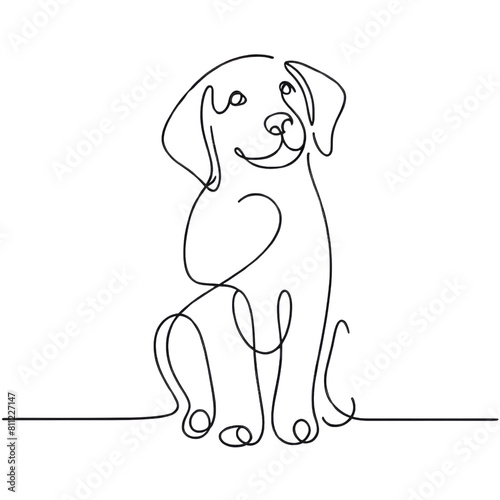 Elegant continuous line art of a dog minimalist. Illustration on a transparent background.
