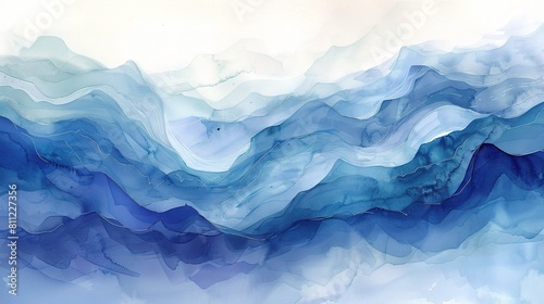 An abstract icy blue landscape with hints of white  evoking a frozen lake  glacier  or a majestic iceberg