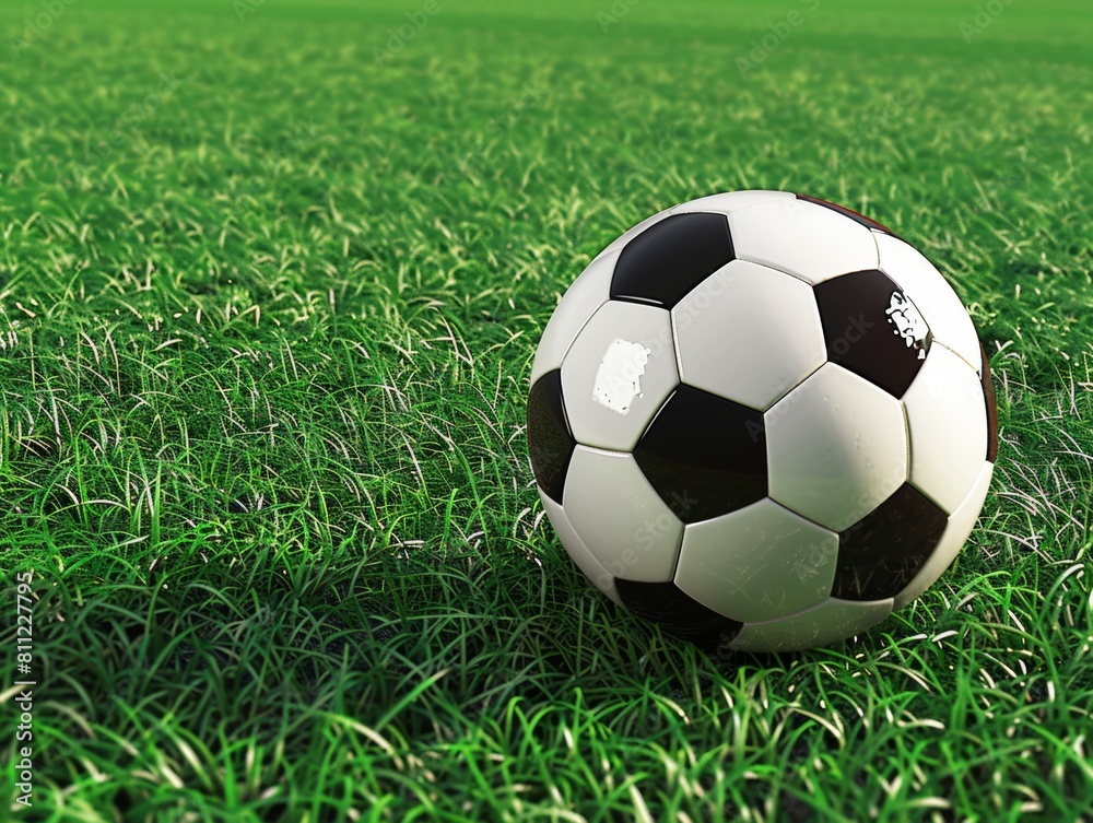 Fototapeta premium soccer ball on green grass