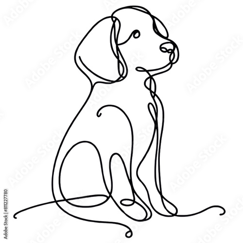 Minimalist dog line art. Illustration on a transparent background. photo