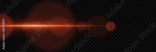 The effect of glare and red lines. Bokeh glows and sparkles. On a transparent background.