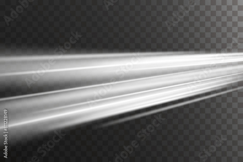 Motion wave effect. Dynamic white line trail. On a transparent background.