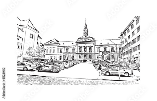 city of Brno Czech Republic. Hand drawn sketch illustration in vector.