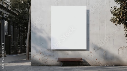 High-resolution white digital poster, standing as a blank canvas, suitable for high-impact visuals in a dynamic advertising environment