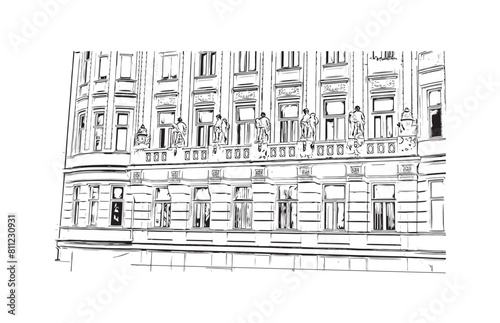 city of Brno Czech Republic. Hand drawn sketch illustration in vector.