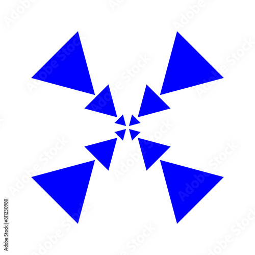 Blue Triangles mandala icon. Blue Triangles vectors icon.