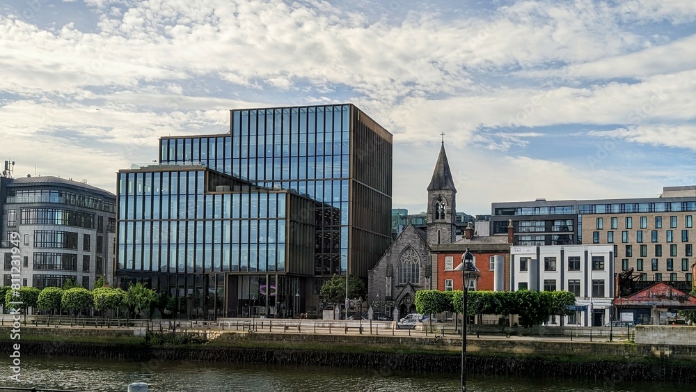 Buildings and architecture in Dublin city, Ireland, cityscape background