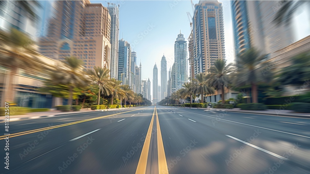 Naklejka premium Empty streets of UAE. Generative AI.