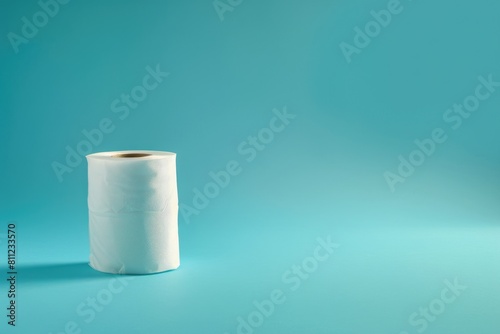 Stock Up on Hygiene: Unrolled Toilet Paper Roll on Blue Background for Shopping and Stockpile.