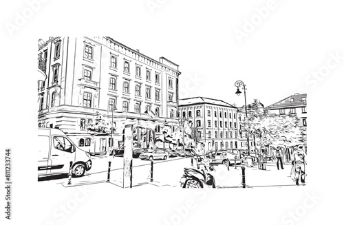 city of Brno Czech Republic. Hand drawn sketch illustration in vector.