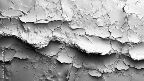 A close up of a cracked wall with peeling paint, AI