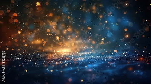 background of abstract glitter lights. gold, blue, and black. de focused © zakir