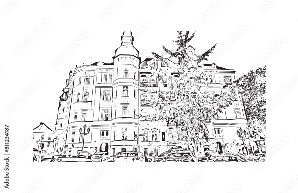city of Brno Czech Republic. Hand drawn sketch illustration in vector. city of Brno Czech Republic. Hand drawn sketch illustration in vector.