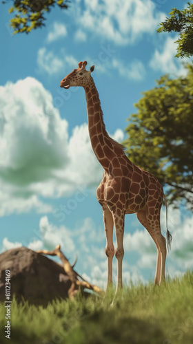Girafa na natureza Cartoon - Wallpaper HD