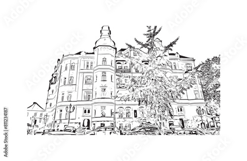 city of Brno Czech Republic. Hand drawn sketch illustration in vector.