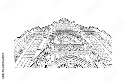 city of Brno Czech Republic. Hand drawn sketch illustration in vector.