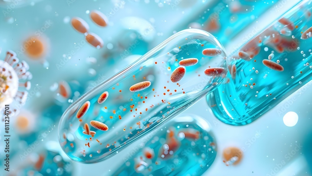 Tiny glass tube contains bacteria and viruses in microscopic world. Concept Microbiology, Bacteria, Viruses, Glassware, Microscopic World Tiny glass tube contains bacteria and viruses in microscopic world. Concept Microbiology, Bacteria, Viruses, Glassware, Microscopic World