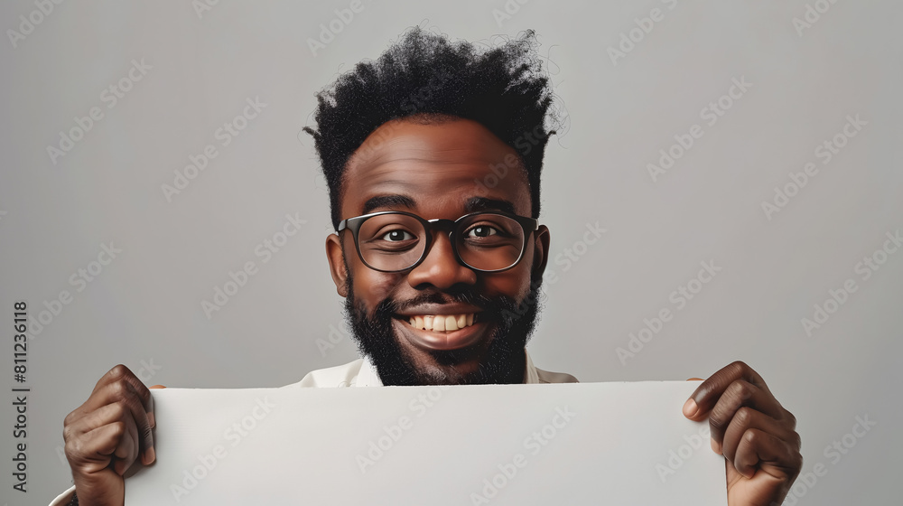 happy man holding a big blank sign - copy space happy man holding a big blank sign - copy space