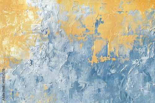 Blue and yellow abstract background with grunge texture and paint brush strokes