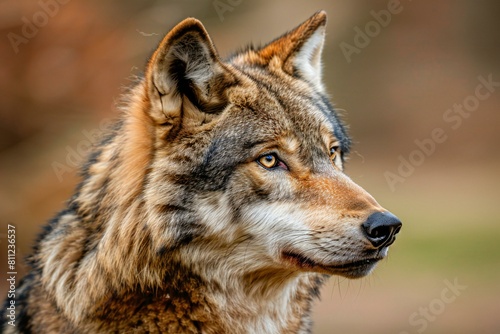 Portrait of a grey wolf  Canis lupus 