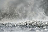 Falling snow on the ground in winter,  Shallow depth of field
