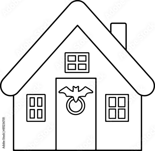 Halloween haunted house outline vector