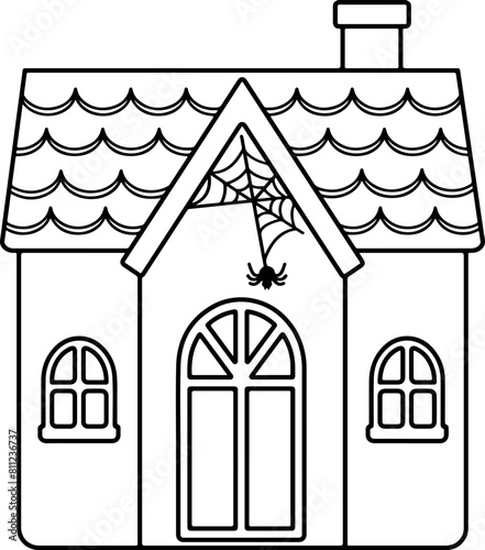 Halloween haunted house outline vector