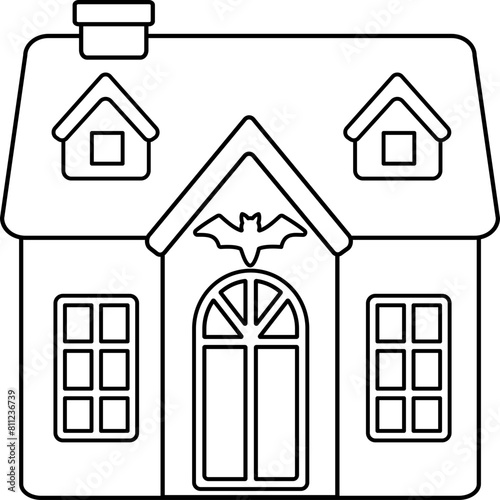 Halloween haunted house outline vector