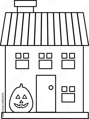 Halloween haunted house outline vector