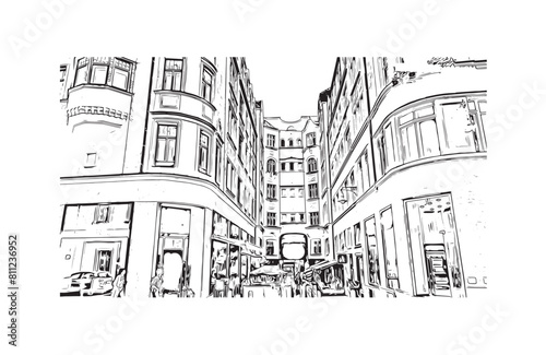 city of Brno Czech Republic. Hand drawn sketch illustration in vector.