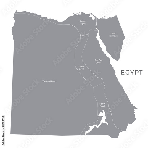 National Country Map with Regions, States and Flag in Body