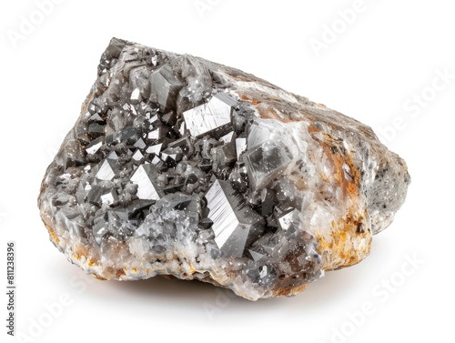Kimberlite Mineral: Natural Rock Ore, Isolated White Pebble Piece on White Background