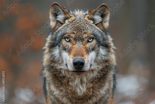 Portrait of a gray wolf  Canis lupus 