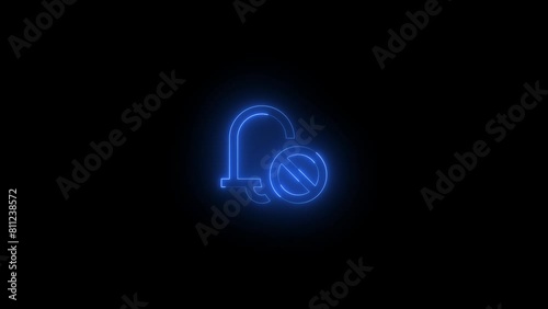 Neon glowing blue color ringer silent icon on black background animation photo