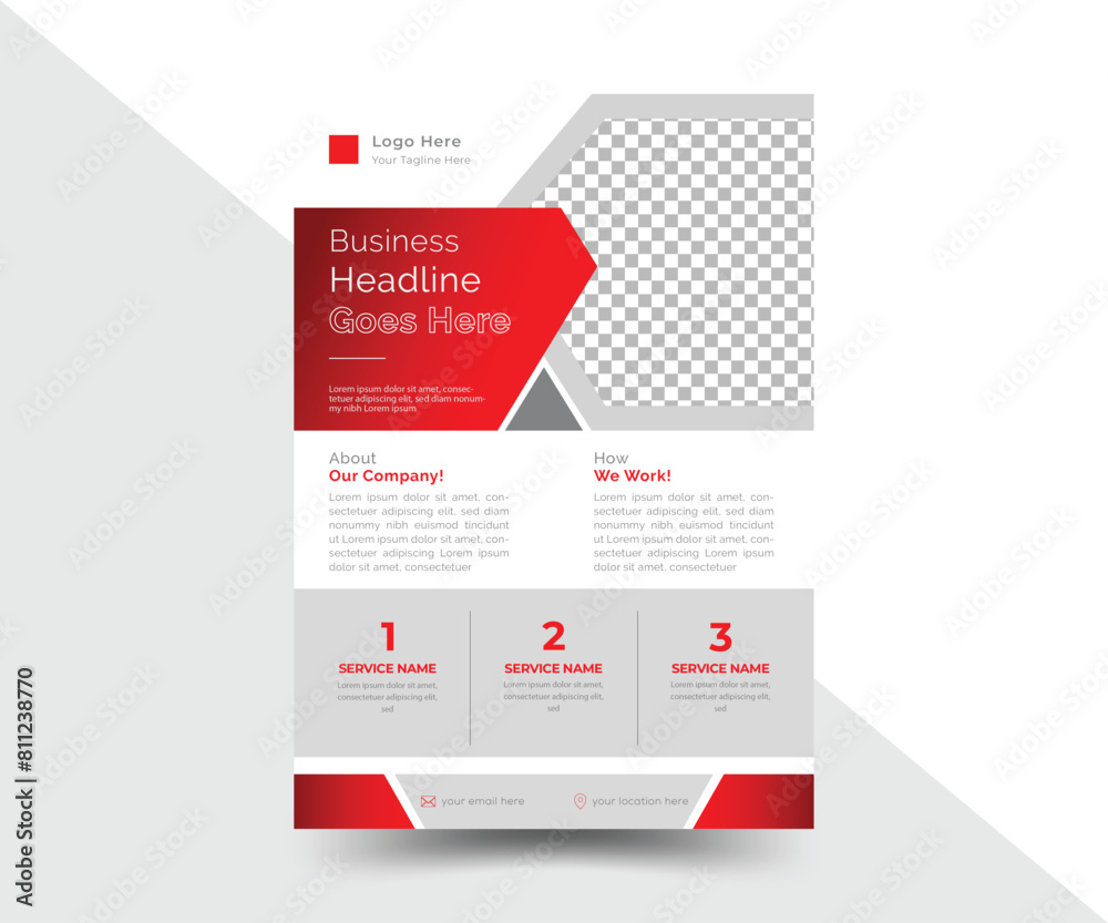 Creative corporate red business flyer, business brochure, business poster layout templet in A4 Creative corporate red business flyer, business brochure, business poster layout templet in A4