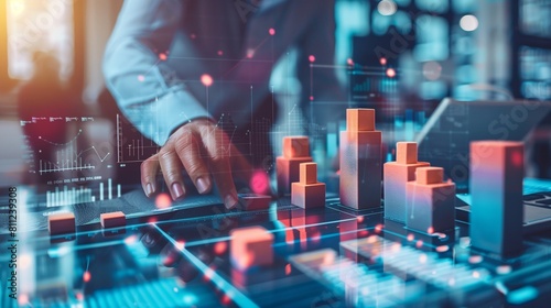 Dynamic business environment showcasing the concept of business agility, with symbols representing company transformation towards higher efficiency and rapid adaptation to market changes.