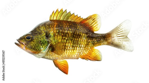 Fresh Catch: Bluegill Sunfish Angling. Isolated on White for Your Fishing and Aquatic Needs