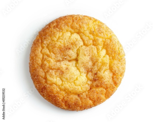 Freshly Baked Butter Cinnamon Snickerdoodle Cookie on White Background - Delicious Dessert Snack photo