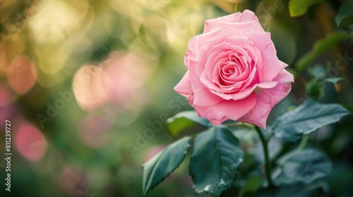 Photographing flowers Pink rose capture with green plants backdrop