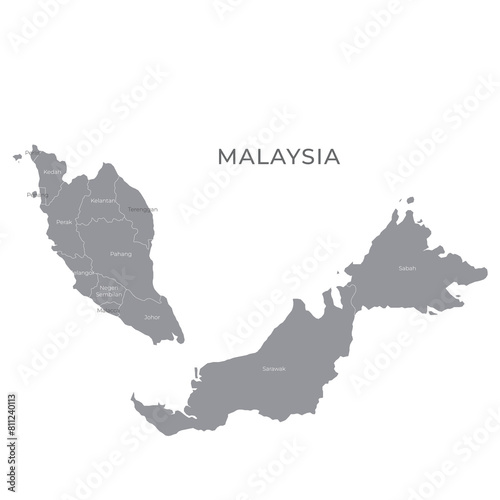 National Country Map with Regions, States and Flag in Body photo