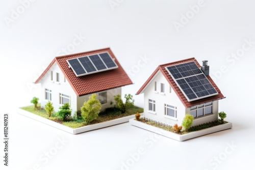 Isolated image of a house with solar panel in hand. Concept for green renewable energy. © Joyce