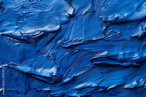 Blue abstract acrylic paint background,  Texture of oil paint brush strokes